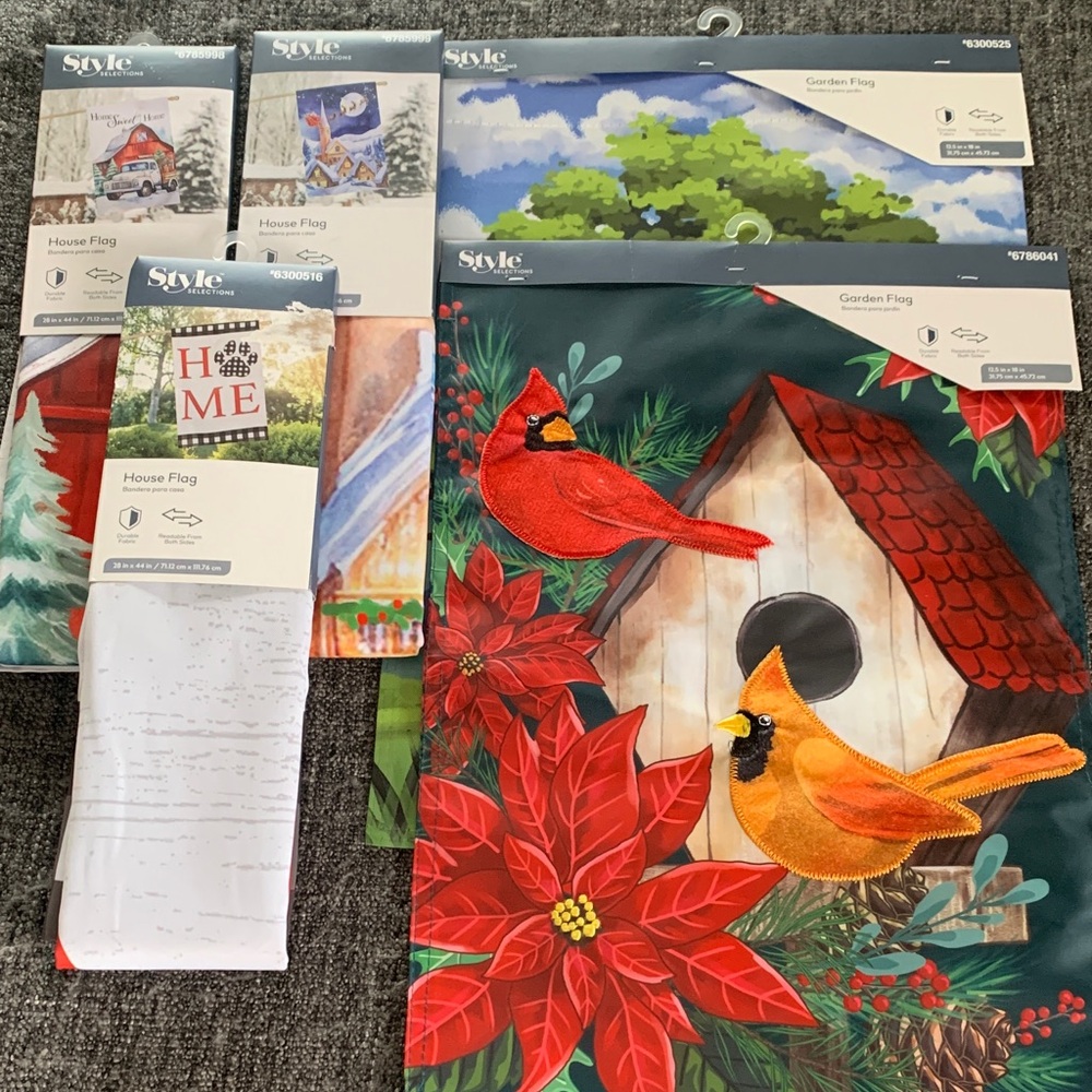 Cardinal and Birdhouse Garden Flag
